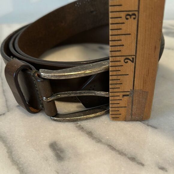 Allen Edmonds Men's Dark Brown Leather Belt detailed edges sz 44 Italy - Picture 7 of 13